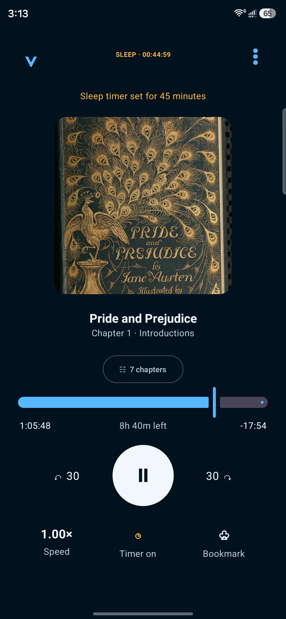 Applaudible Now Playing screen for Pride and Prejudice